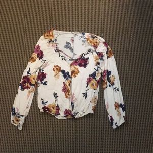 Floral cream colored long sleeve